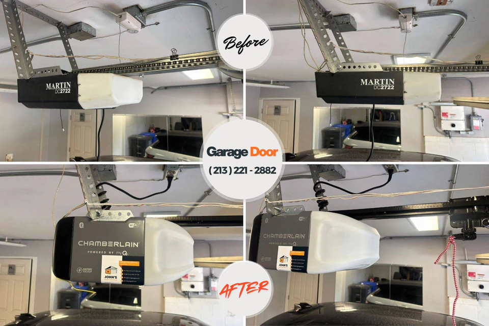 Before and after: garage door repair Hurst, TX